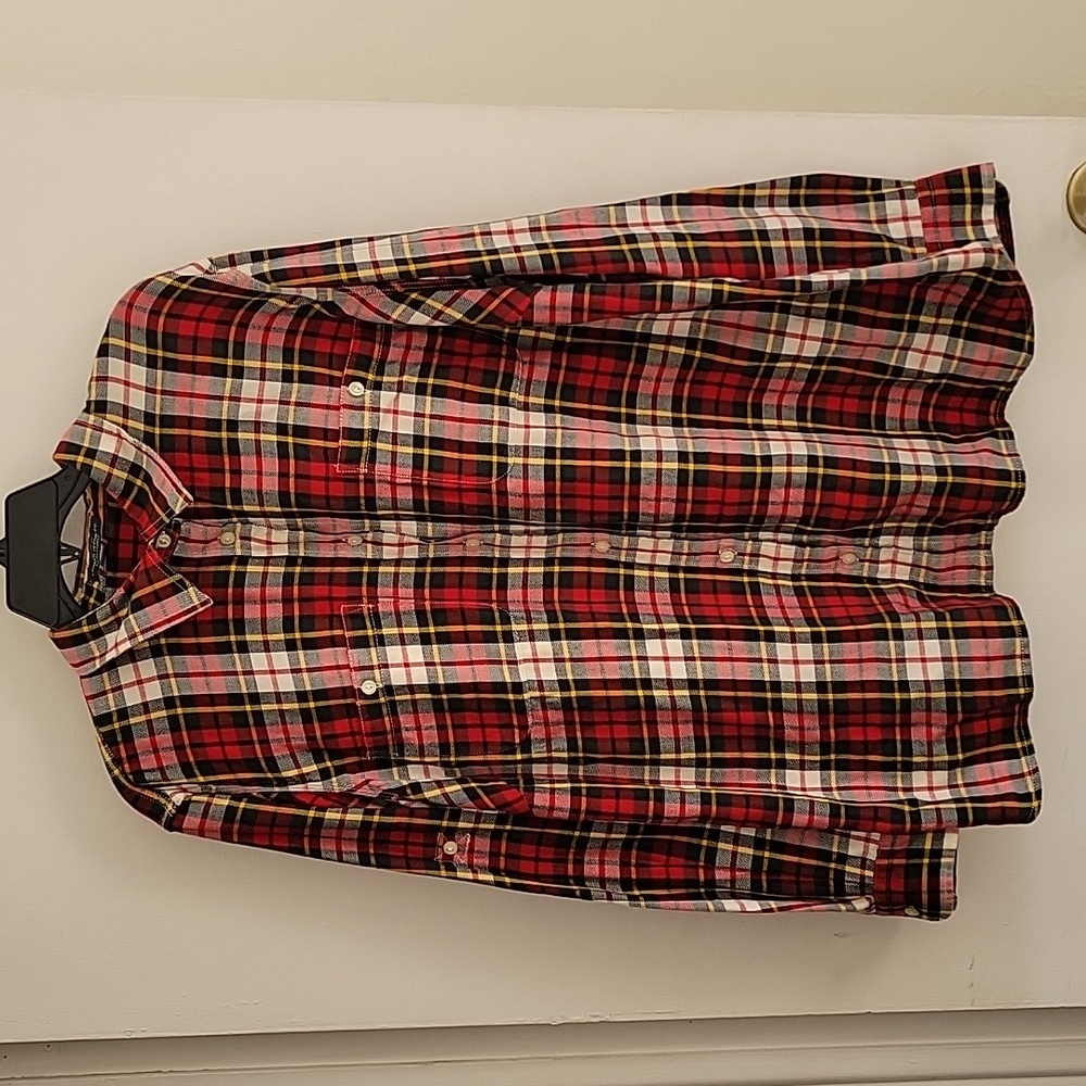 Ralph Lauren Plaid Cotton Twill Shirt in Red/White Sz 2X
